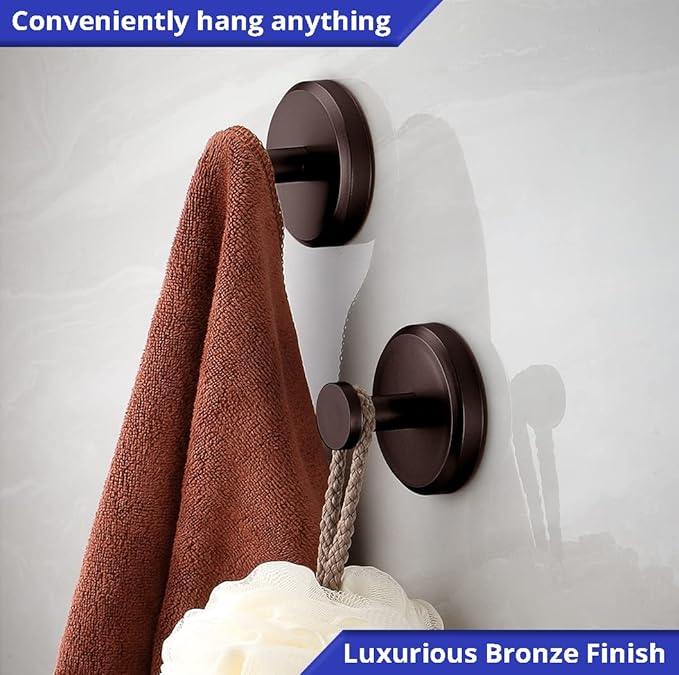 HOME SO Suction Cup Hooks for Shower, Bathroom, Kitchen, Glass Door, Mirror, Tile – Loofah, Towel, Coat, Bath Robe Hook Holder for Hanging up to 15 lbs – Waterproof & Rustproof, Dark Bronze (4-Pack) - ModernBath