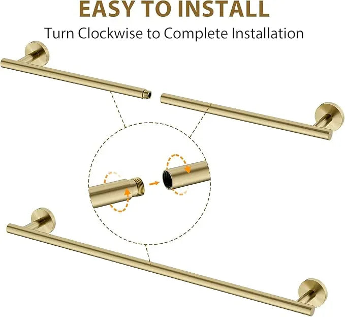 Brushed Gold Towel Bar 24 Inch (Total Length 26-Inch), Thicken Towel Rack for Bathroom Wall, SUS304 Stainless Steel Towel Rod, Modern Home Decor - ModernBath