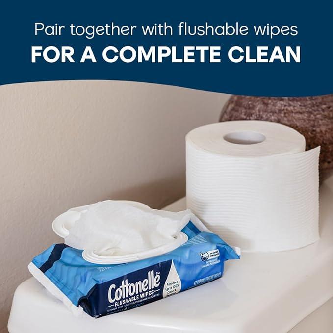 Cottonelle Ultra Clean Toilet Paper with Active CleaningRipples Texture, Strong Bath Tissue, 24 Family Mega Rolls = 132 Regular Rolls (4 Packs of 6) - ModernBath