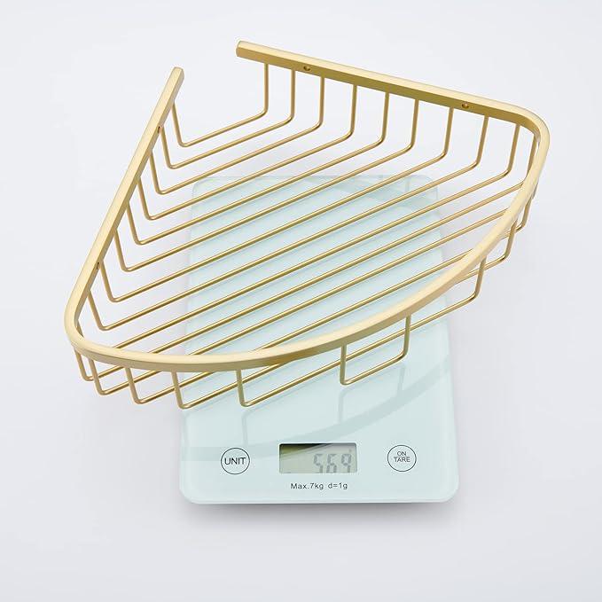Segistan Bathroom Corner Shower Caddy Organizer, Corner-Hollow Design, SUS304 Stainless Steel Heavy Duty Rust-Proof Bathroom Shelf Organizer Holder, Wall Mounted Storage Rack, Brushed Gold - ModernBath