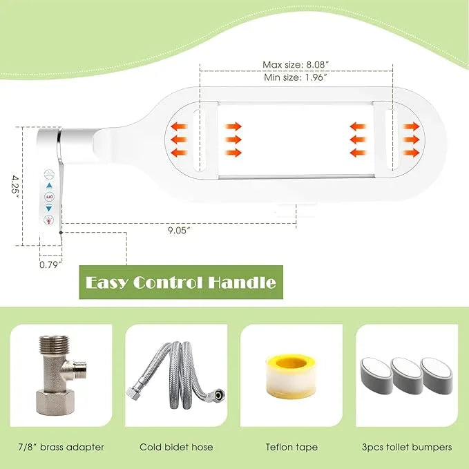 6mm Slim Bidet, Bidet Attachment for Toilet, Bidet Toilet Seat Sprayer Jet with Dual Nozzles Front & Back Washing for Women Men Easy Use Right Handle Non-Electric Fresh Cold Water Bidet - ModernBath