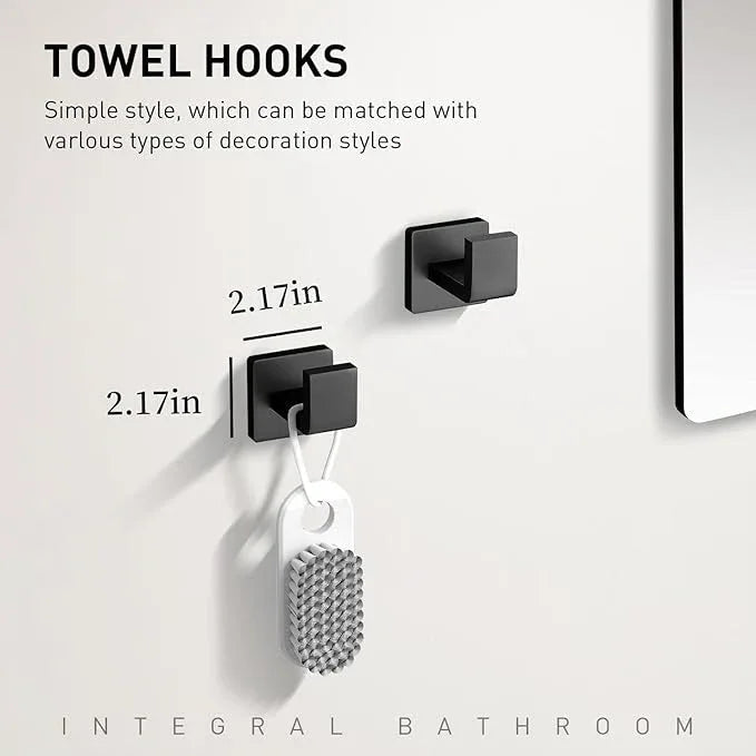 10-Pieces Matte Black Bathroom Accessories Set, Stainless Steel Bathroom Hardware Set, Towel Racks for Bathroom Wall Mounted 24 Inch Bath Towel Bar Set. - ModernBath