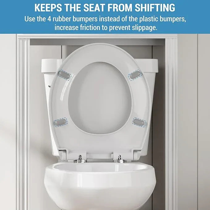 Toilet Seat,Round Toilet Seat with Quiet Close– Locking Hinges, Flat Lid, Quick-Release, Easy to Clean, Durable, Stable – Ideal for Bathroom, Family, Apartment, Hotel Global Fit– White,Regular - ModernBath