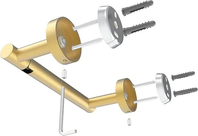 Ruacq Toilet Paper Holder Brushed Gold Double Post Pivoting Round Tissue Holders Roll Holder Hangers Toilet Paper Holders SUS 304 Stainless Steel Modern Wall Mounted - ModernBath