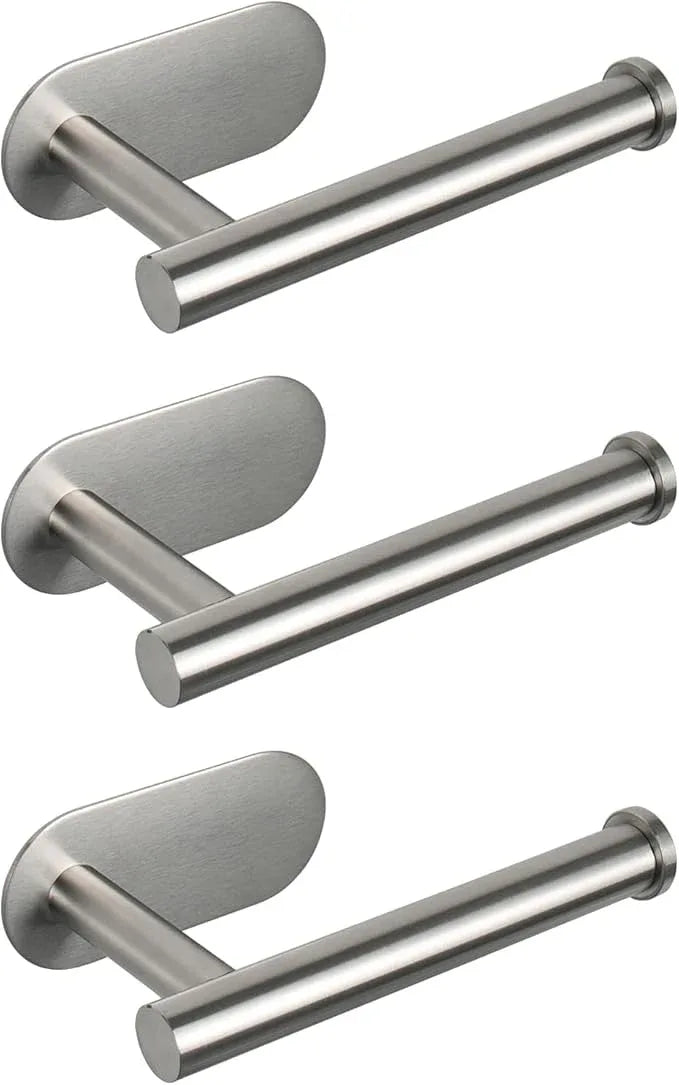 NearMoon Toilet Paper Holder Self Adhesive, Premium Thicken SUS304 Stainless Steel Rustproof Adhesive Toilet Roll Holder no Drilling for Bathroom, Kitchen, Washroom (3 Pack, Brushed Nickel) - ModernBath