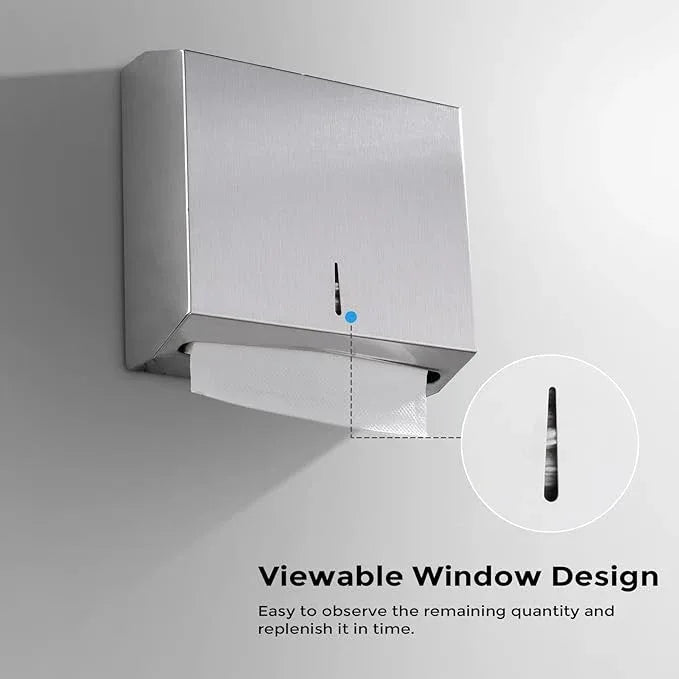 Paper Towel Dispenser Wall Mount - Multifold Trifold Paper Towel Dispensers, Large Capacity Stainless Steel Tissue Holder, Suitable for Bathrooms and Public Places - ModernBath