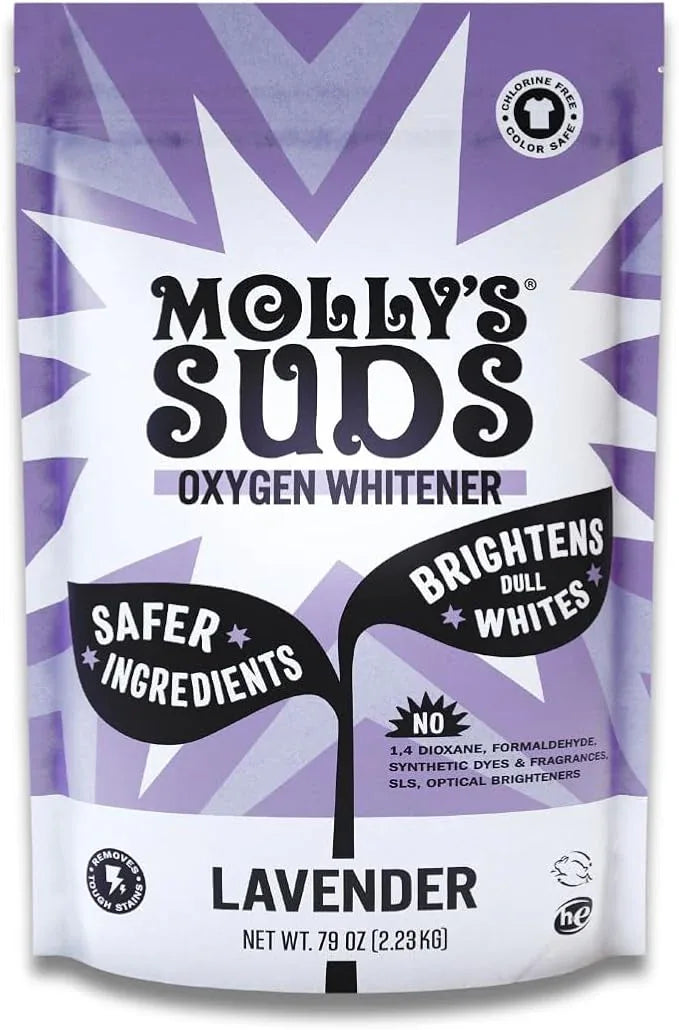 Molly's Suds Oxygen Whitener | Powerful Bleach Alternative, Chlorine Free & Color Safe | Brightens Whites and Removes Stains (Lavender Essential Oil - 79 oz) - ModernBath