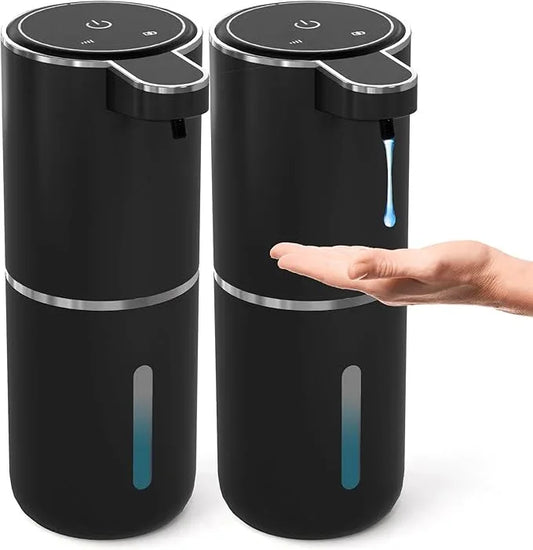 2 Pack Automatic Soap Dispenser Touchless,Liquid Hand Soap Dispenser 12.8oz USB 4levels Adjustable Dispenser Electric Wall Mounted Smart for Bathroom and Kitchen Dish Soap，Easy for Toddlers(Black) - ModernBath