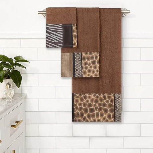 Zahari Home Safari Stripes Animal Bathroom Towel Set - 3 Piece Towel Set, Leopard and Cheetah Design with Zebra and Tiger Patterns - ModernBath