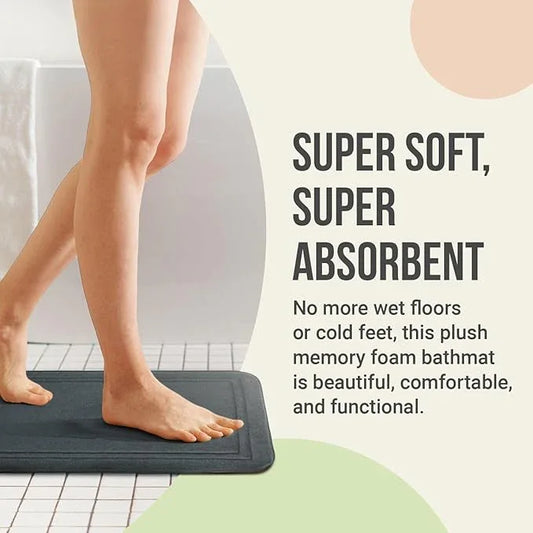 ITSOFT Memory Foam Bath Mat 24x16, Non Slip, Machine Washable, Quick Dry & Absorbent Rugs, Bath Mats for Bathroom Floor, Tub & Shower, Bathroom Rug, Charcoal Gray - ModernBath