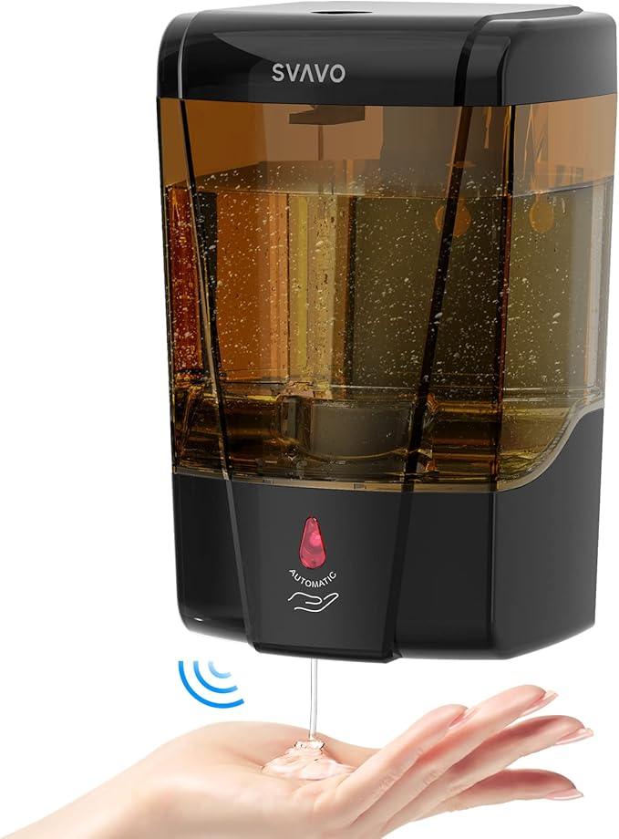 SVAVO Automatic Soap Dispenser Hand Soap Dispenser Wall Mount 600m/21fl.oz, Touchless Electric Sensor Pump Battery Operated for Offices Home Kitchen Bathroom Hotel Restaurant Commercial - ModernBath