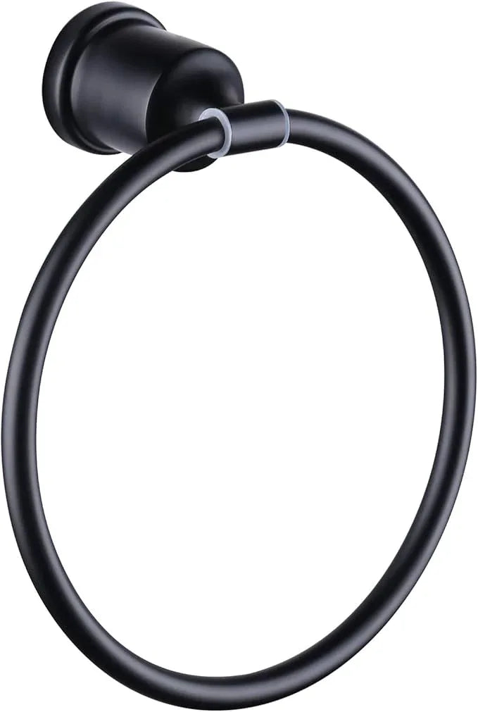 WOWOW Hand Towel Rings for Bathroom Wall - Matte Black Towel Ring Racks for Bathroom Wall Towels Holder, Heavy Duty Round Ring Holder Stainless Steel Black Hand Towels Holder Bar for Bathrooms Mounted - ModernBath
