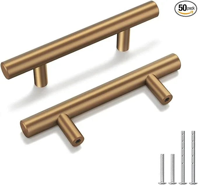 goldenwarm 50 Pack Champagne Bronze Cabinet Pulls Bronze Drawer Pulls 2-1/2 inch(64mm) Champagne Drawer Handles Brushed Gold Cabinet Handles Kitchen Dresser Door Handware - ModernBath