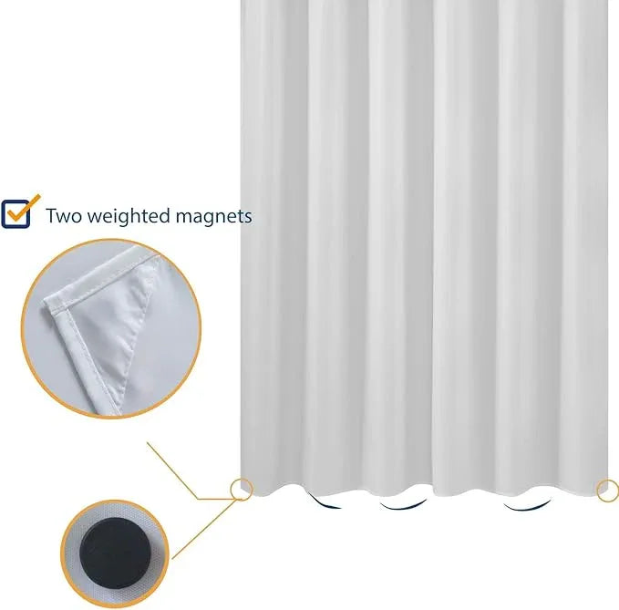 N&Y HOME Short Fabric Shower Curtain Liner 72 x 65 Shorter Length, Hotel Quality, Washable, Water Repellent, White Bathroom Curtains with Grommets, 72x65 - ModernBath