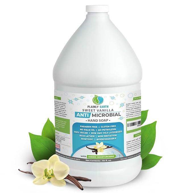 Plainly Earth Antimicrobial Liquid Hand Soap (64 Oz) - Antibacterial Soap Refill - Hand Soap Refill Bottle - Cruelty Free Moisturizing Soap, Sweet Vanilla - ModernBath