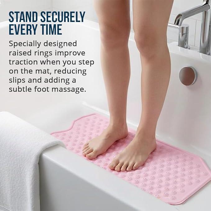 The Original Refinished Bathtub Mat - No Suction Cup Bath Mat, Designed for Textured and Refinished Bathtubs Made of Rubber Not Cheap Plastic, Great for Children and Elderly (Pink) - ModernBath