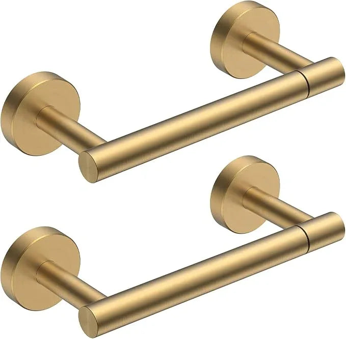 FORIOUS Toilet Paper Holder Wall Mount, Stainless Steel Rustproof Double Post Pivoting Tissue Roll Holder for Bathroom, Commercial Toilet Paper Dispenser (2 Pack, Brushed Gold) - ModernBath