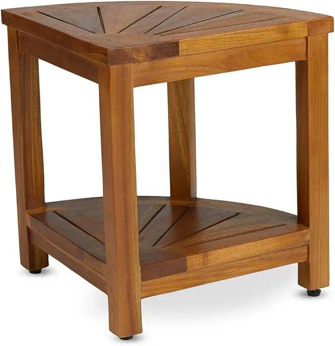 TeakCraft Teak Corner Shower Bench Seat for Bathroom - Waterproof Shower Stool - Fully Assembled, The Saga - ModernBath