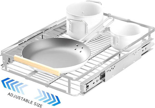 Pull Out Cabinet Organizer, 12.2~17.9"W x 22.5"D Expandable Pull Out Shelves for Kitchen Cabinets, Heavy Duty Metal Slide Out Pantry Shelves Sliding Shelf for Home Kitchen,Under Sink,Wardrobe - ModernBath