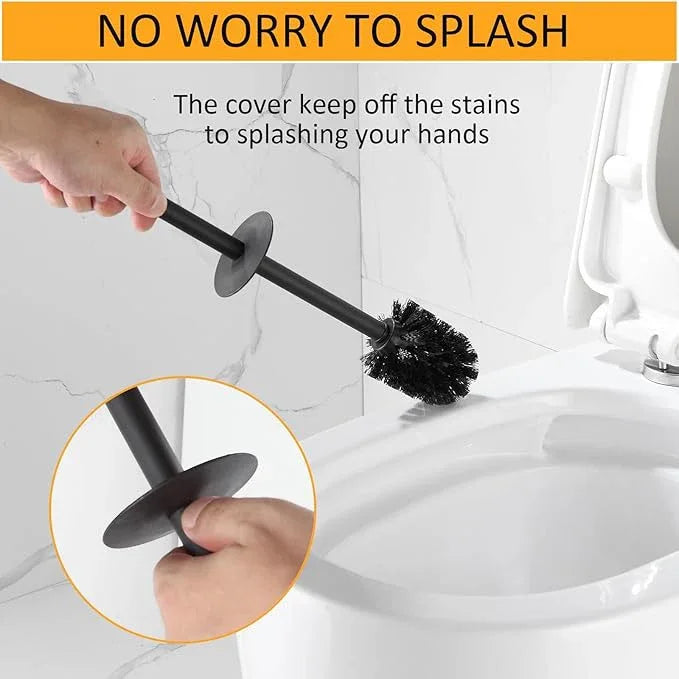 BGL Standing Toilet Brush and Holder Brushed Gold Aluminium Toilet Bowl Cleaner Brush and Holder for Bathroom Storage and Organization, Square Design Sturdy and Space Saving - ModernBath