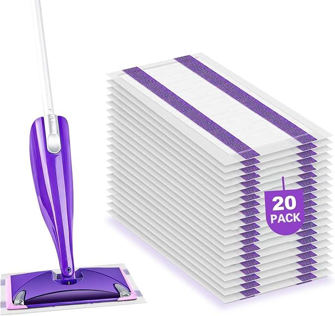 Mop Pad Refills Compatible with Swiffer WetJet Spray Mop, Wet Jet Mopping Pads for All Purpose Multi-Surface Hardwood Floor Cleaning, 4 Layers Thickened and Super Absorbent, 20 Count - ModernBath