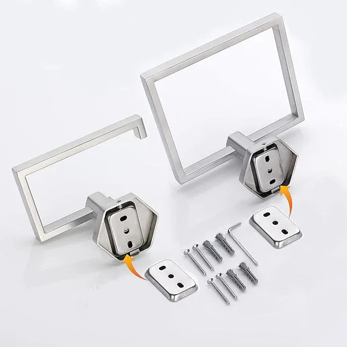 GERZWY SUS 304 Stainless Steel 2 Piece Bathroom Hardware Set Towel Ring and Toilet Paper Holder Wall Mounted, Brushed Finish - ModernBath