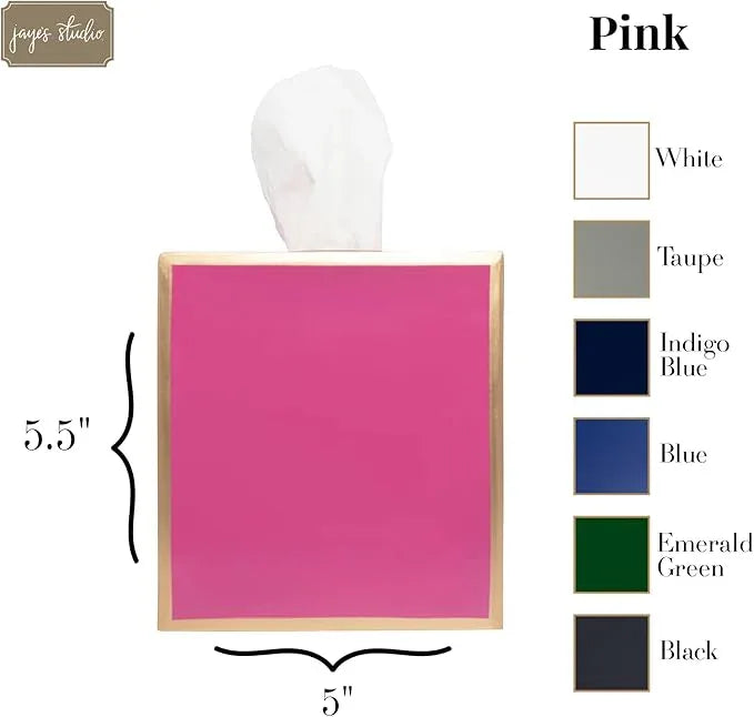 Jaye’s Studio Decorative Square Tissue Box Cover Pink Tissue Holder for Bathroom Bedroom & Home, Metal Tissue Box Holder, Pink Tissue Box Cover Cube, Facial Tissue Dispenser & Farmhouse Decor (6x6x5) - ModernBath