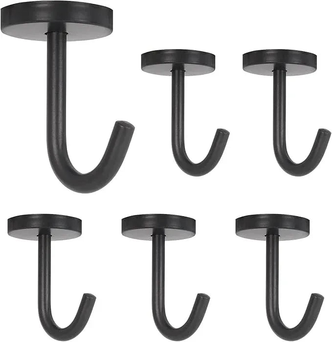 NearMoon Coat Hooks, Wall Mount Hooks for Hanging Hat Hurse Robe, 304 Stainless Steel Heavy Duty Towel Hangers for Bathroom Livingroom Kitchen-Ceiling Hook, 6 Pack (2 Inch, Matte Black) - ModernBath