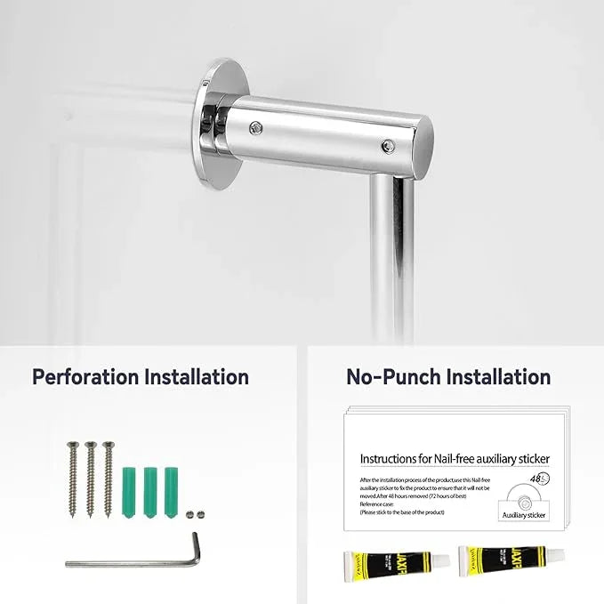 Shower Slide Bar Adjustable Handheld Shower Head Holder Wall Mount - 15inch All-Metal Shower Head Slide Bar Compatible with Bathroom Drill Free Glue Installation - Polished Chrome - ModernBath