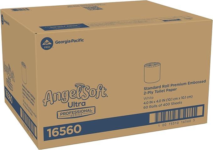 Georgia-Pacific Angel Soft Ultra Professional Series 2-Ply Embossed Toilet Paper by GP PRO (Georgia-Pacific), 16560, Paper, 60 Count (Pack of 1), White 24000 sheets per case - ModernBath