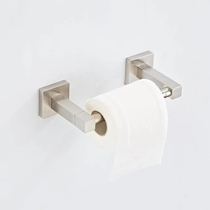 Toilet Paper Holder Wall Mount, Brushed Nickel Bathroom Toilet Paper Holder for SUS 304 Stainless Steel, Double Post Pivoting Square Toilet Paper Roll Holder for Bathroom RV Paper Towels for TP - ModernBath