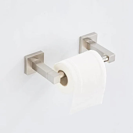 Toilet Paper Holder Wall Mount, Brushed Nickel Bathroom Toilet Paper Holder for SUS 304 Stainless Steel, Double Post Pivoting Square Toilet Paper Roll Holder for Bathroom RV Paper Towels for TP - ModernBath