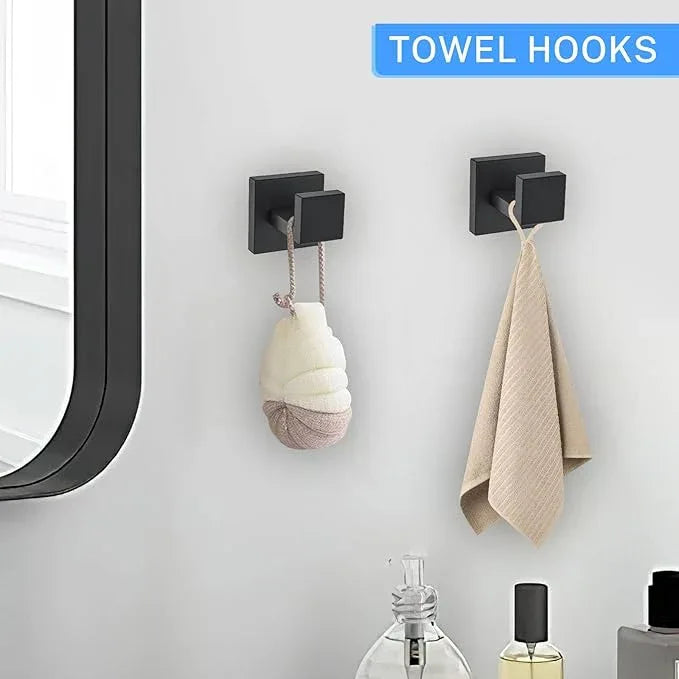 5 Pieces Towel Bar Set Matte Black Bathroom Hardware Accessories Set Include Towel Rack TP Holder Towel Ring Coat Hooks Stainless Steel Wall Mounted Towel Holder Set for Bathroom,23.6 in - ModernBath