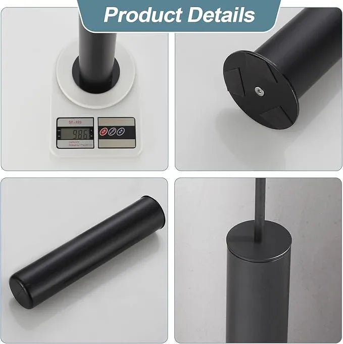 BGL Toilet Brush and Holder Set, Heavy Duty 304 Stainless Steel, Round Base and Long Handle for Bathroom Deep Cleaning, Drip-Proof, Space Saving for Storag, Black - ModernBath