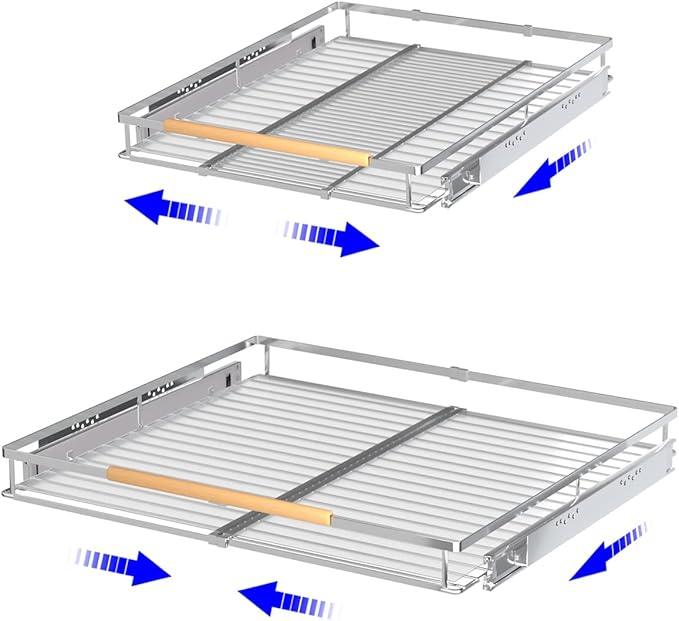 Pull Out Drawer Cabinet Organizer, Expandable Slide Out Storage Shelves - Heavy Duty, Durable and Smooth Slide-Out, 17" x 28" Wide x 22.5" Deep, 2 Pack - ModernBath