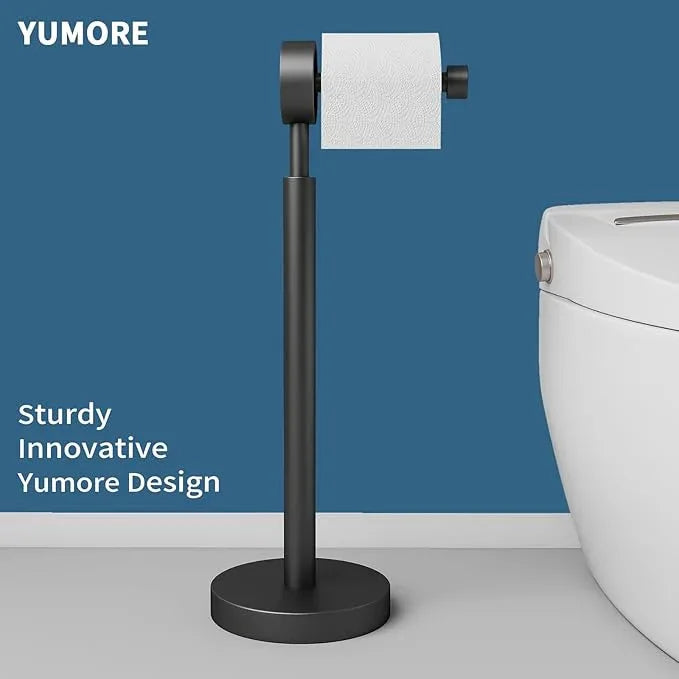 YUMORE Toilet Paper Holder Stand Freestanding Bathroom Tissue Roll Stand for Bathroom (Black, 1 Roll) - ModernBath
