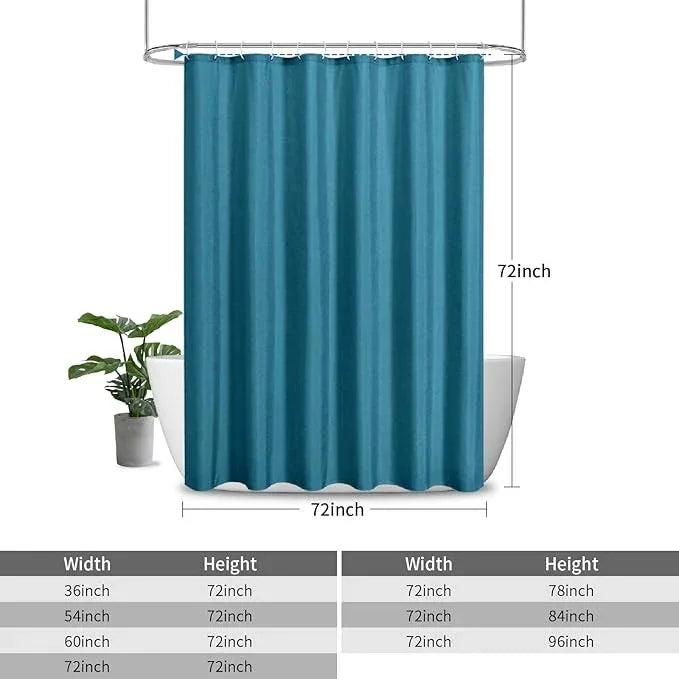 THAIGEE 2-in-1 Waterproof Fabric Shower Curtain or Liner,Linen Textured,Breathable TPU & Washable Bathroom Shower Curtain Set with 12 Plastic Hooks,Modern,72"x72" Oceanblue - ModernBath