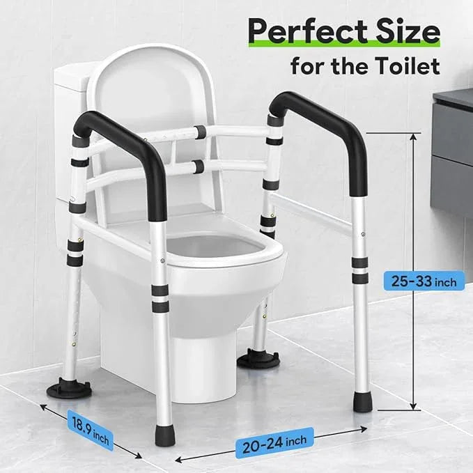 Delog Stand Alone Toilet Safety Rail - Adjustable Width & Height Fit Any Toilet, Medical Toilet Frame for Elderly Handicap Disabled (Black) - ModernBath