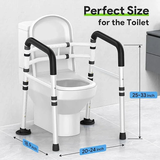 Delog Stand Alone Toilet Safety Rail - Adjustable Width & Height Fit Any Toilet, Medical Toilet Frame for Elderly Handicap Disabled (Black) - ModernBath