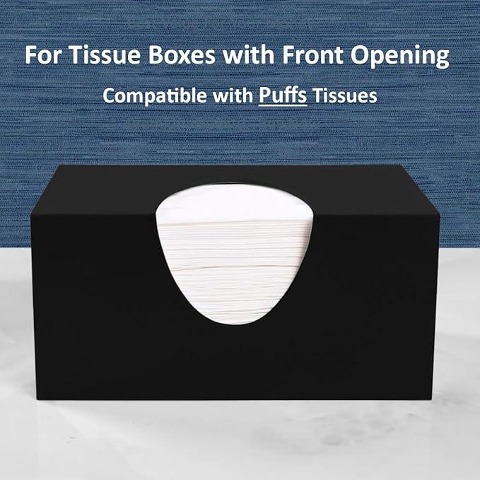 Rectangle Tissue Box Cover | Fits Top Side Opening Tissue Boxes | Black Tissue Box Holder for Bathroom | Premium Acrylic Tissue Cover - ModernBath