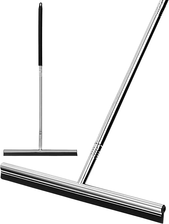 Floor Squeegee Scrubber 59inch Long Stainless Steel Handle with 15inch Wide Silicon Rubber Blade Squeegee Broom for Floor Washing and Drying Shower Glass, Garage, Window, Marble, Wood Surfaces - ModernBath