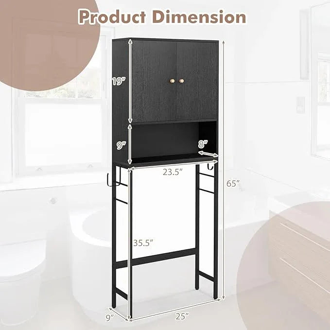 Over-The-Toilet Storage Cabinet, Freestanding Bathroom Organizer with Metal Frame, Adjustable Shelf & Open Compartment, Space Saver for Toilet & Laundry Room - ModernBath