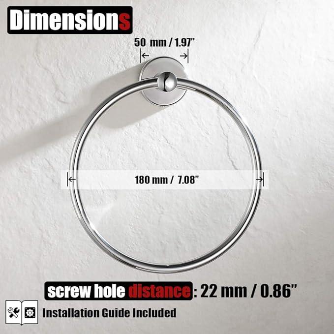 JQK Chrome Towel Ring, 304 Stainless Steel Hand Towel Holder for Bathroom, Polished Finish Wall Mount, TR130-CH - ModernBath