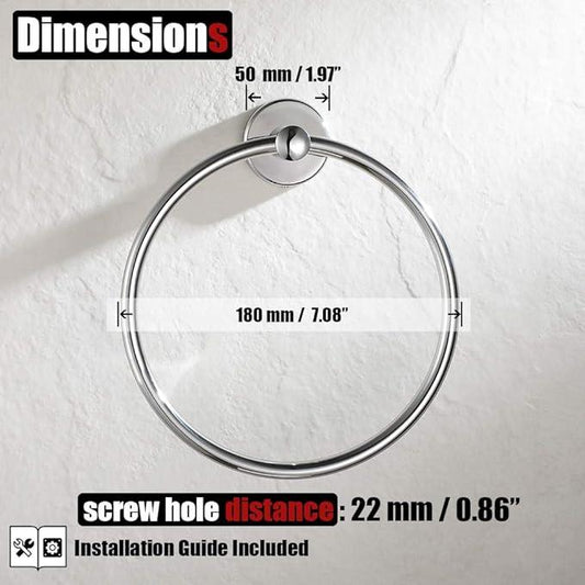 JQK Chrome Towel Ring, 304 Stainless Steel Hand Towel Holder for Bathroom, Polished Finish Wall Mount, TR130-CH - ModernBath
