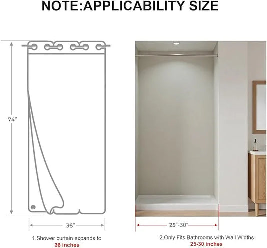 River Dream Linen Farmhouse Stall Shower Curtain with Snap-in Liner, No Hooks Needed,with Magnets,with Tassels,Water Repellent&Machine Washable,36x74Inch - ModernBath