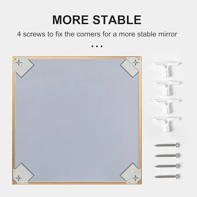 LEDLUX 30x30 Inch Gold Bathroom Mirror, Copper-Free Mirror, Aluminum Alloy Frame Vanity Mirror, Rectangle Wall Mounted Mirror, Modern Mirror for Bedroom/Living Room/Porch Horizontal or Vertical - ModernBath