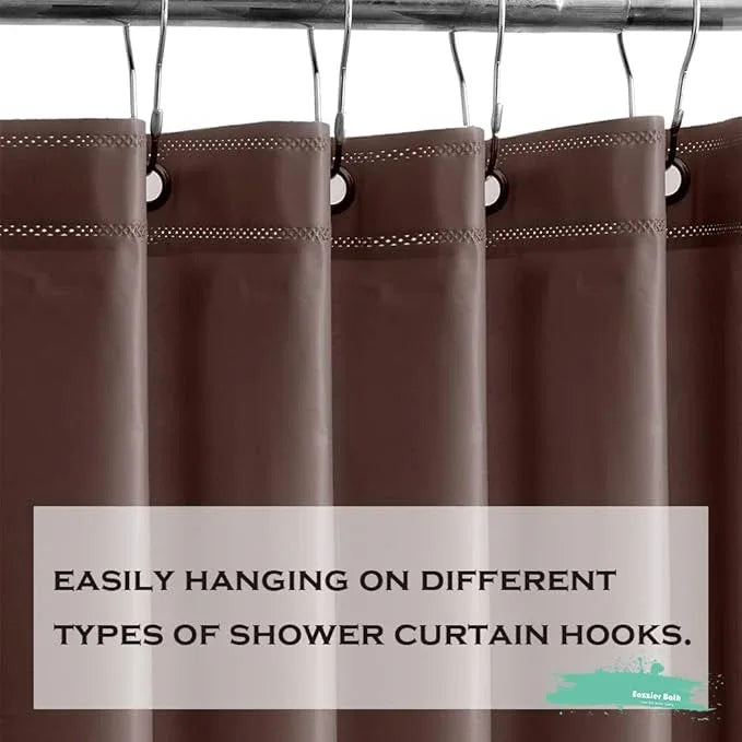 Eazzier Bath Chocolate Plastic Shower Curtain Or Liner, 72x72 Inch Lightweight Brown Plastic Bathroom Shower Showroom Inner Curtain with Rustproof Metal Grommet Holes and Weighted Magnets - ModernBath