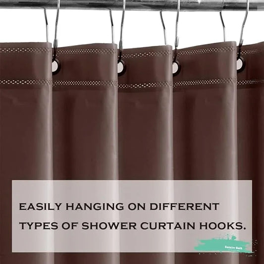 Eazzier Bath Chocolate Plastic Shower Curtain Or Liner, 72x72 Inch Lightweight Brown Plastic Bathroom Shower Showroom Inner Curtain with Rustproof Metal Grommet Holes and Weighted Magnets - ModernBath
