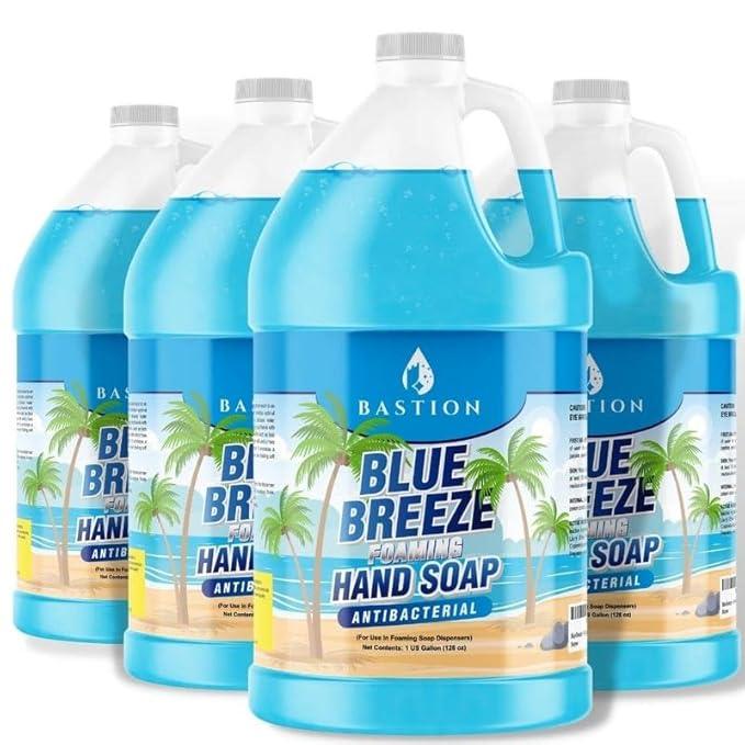 Bastion Blue Breeze Foaming Antimicrobial Hand Soap Refill 4 Gallons (512 oz) Refreshing Clean Scent Bulk Hand Wash-Made In The USA - ModernBath