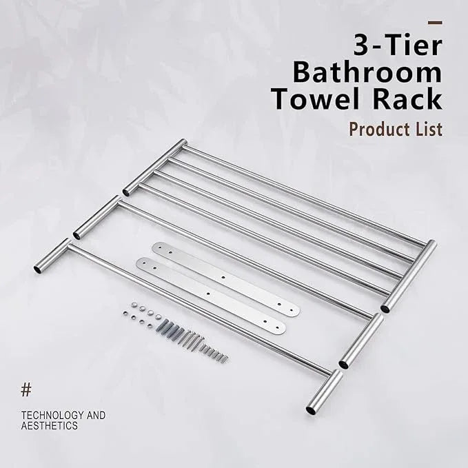 KOKOSIRI Storage Organizer Shelf Wall Mounted Double Towel bar with Shelf Bathroom Towel Rack Double Towel Rack, Polished Chrome, B5003CH - ModernBath